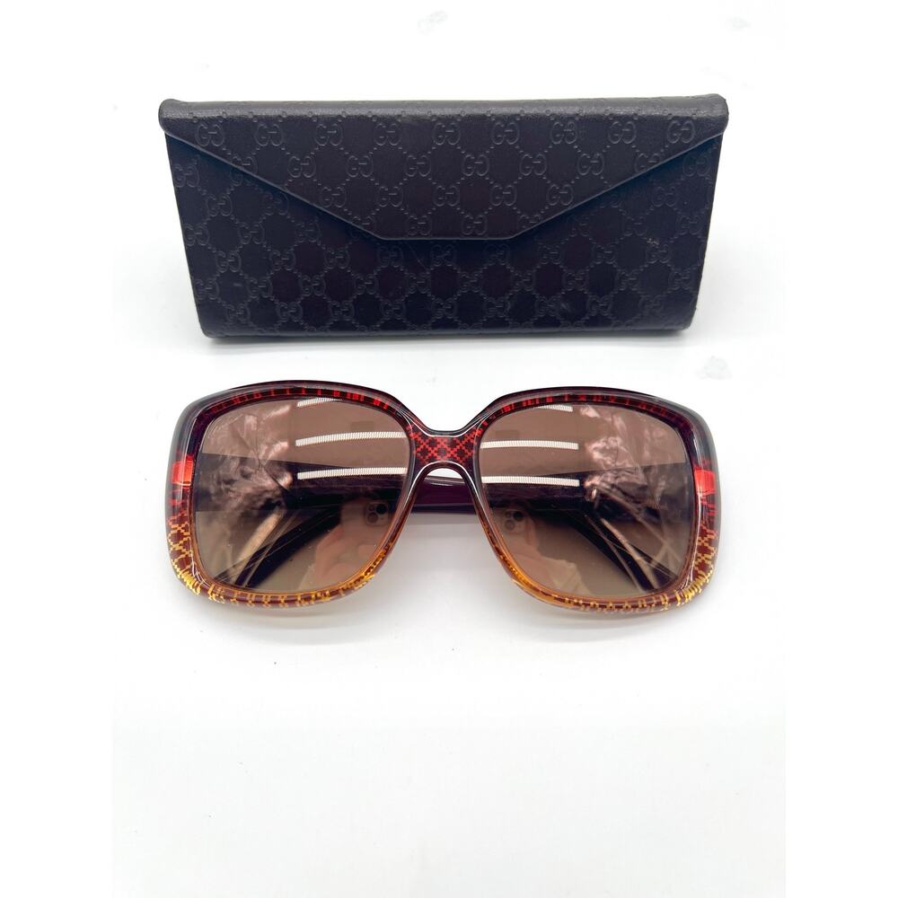GUCCI Vintage Sunglasses, Case Included, Transparent Illusion Diamond Print - Picture 4 of 11